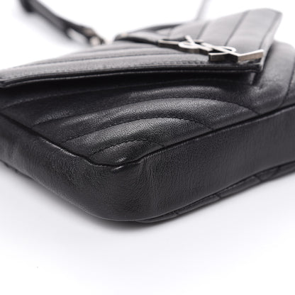 Saint Laurent Sheepskin Matelasse Chevron Monogram College Chain Wallet Black 9 of 12