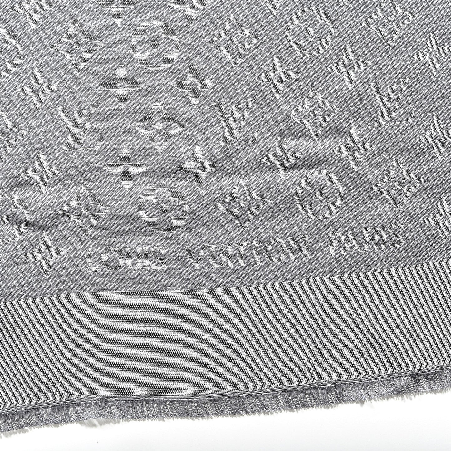 Silk Lurex Wool Monogram Shine Shawl Charcoal Grey