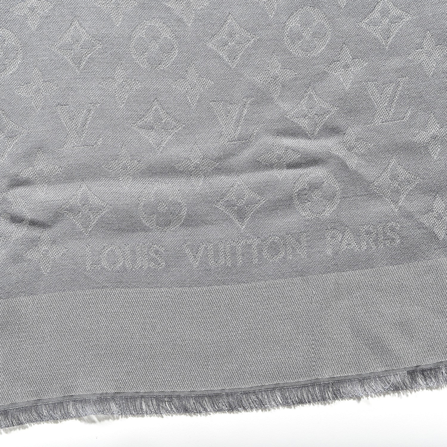 Louis Vuitton Silk Lurex Wool Monogram Shine Shawl Charcoal Grey 3 of 6