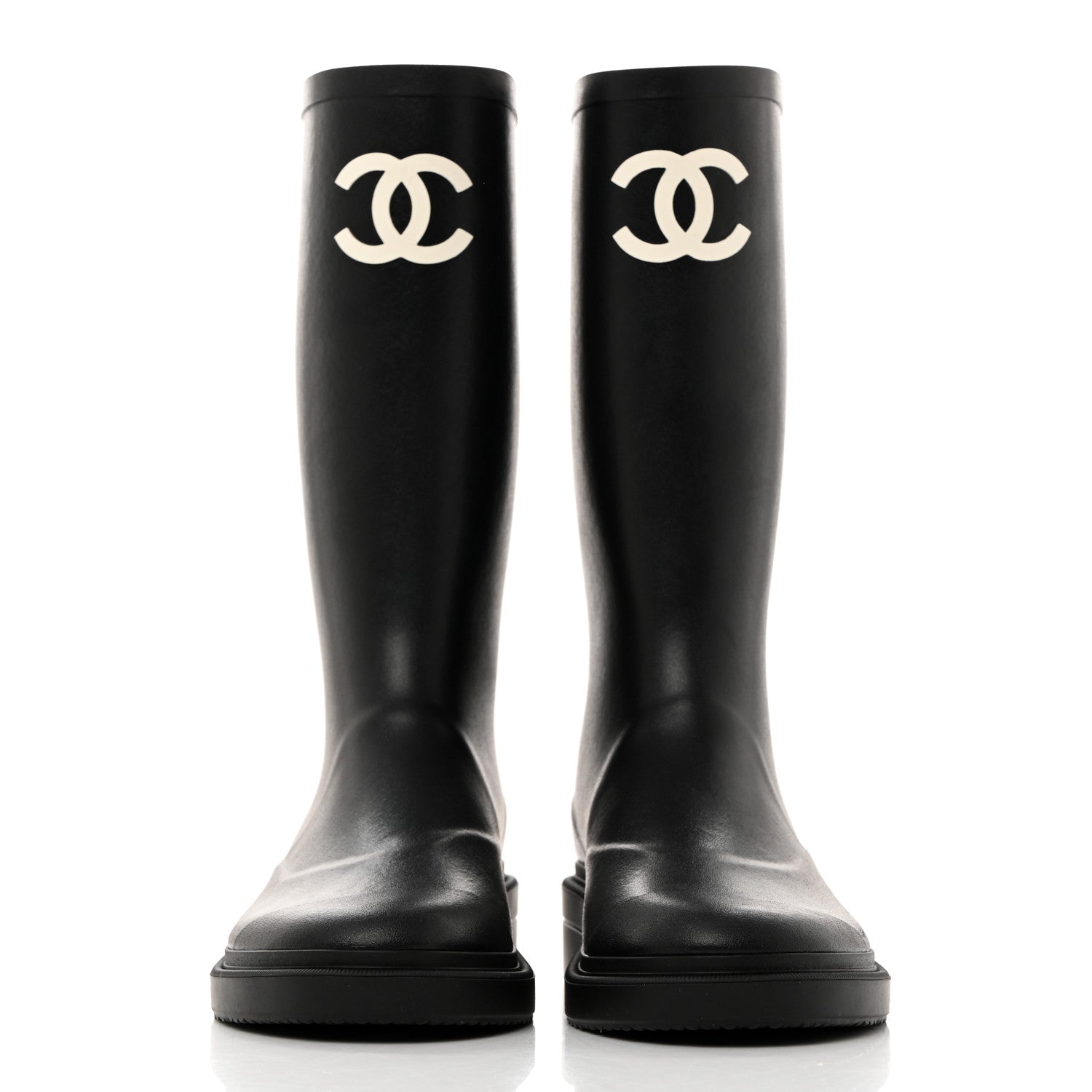 Chanel Caoutchouk CC High Boots 37 Black 2 of 8