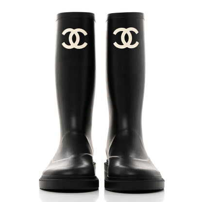 Chanel Caoutchouk CC High Boots 37 Black 2 of 8
