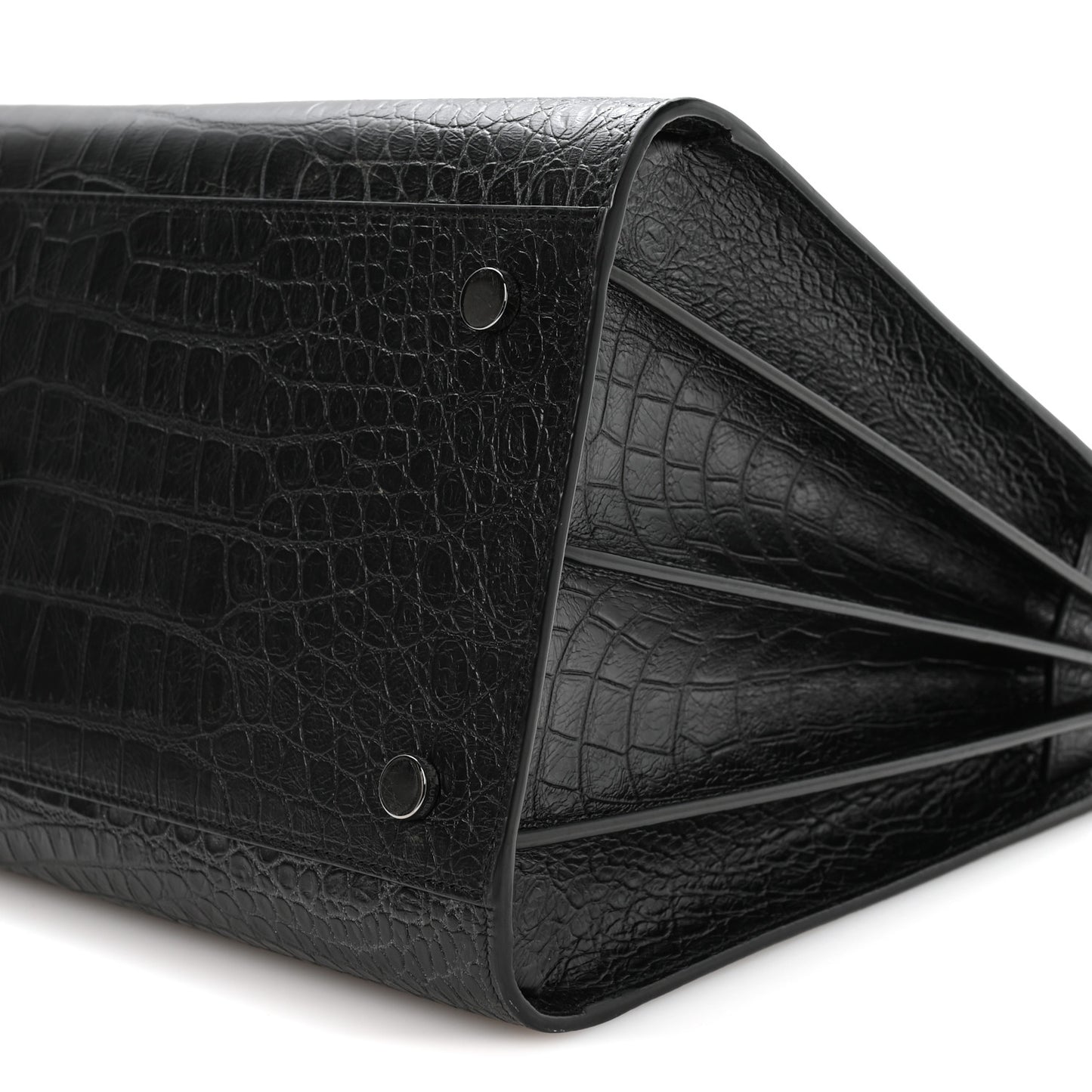 Calfskin Crocodile Embossed Large Sac De Jour Carryall Black