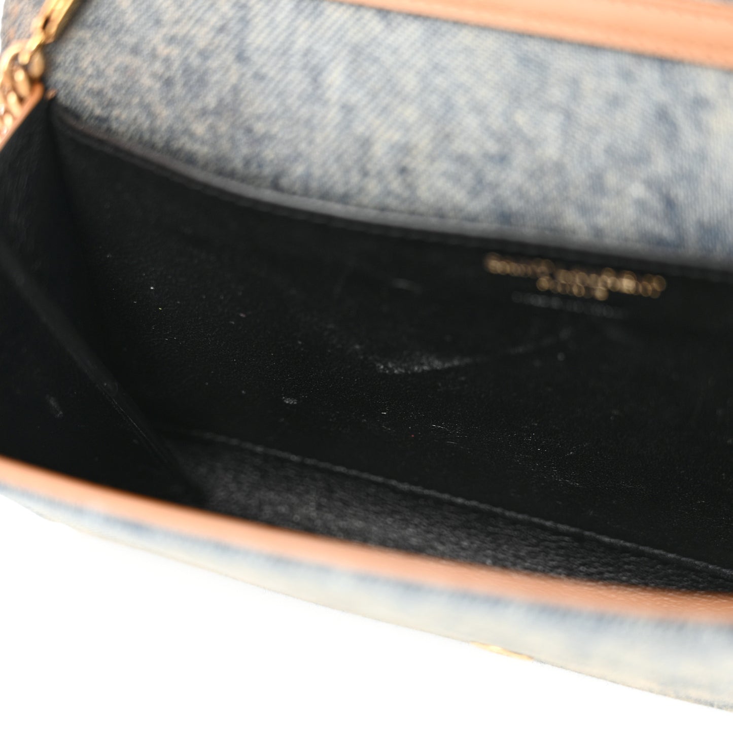 Denim Monogram Chain Wallet Rodeo Blue Cinnamon