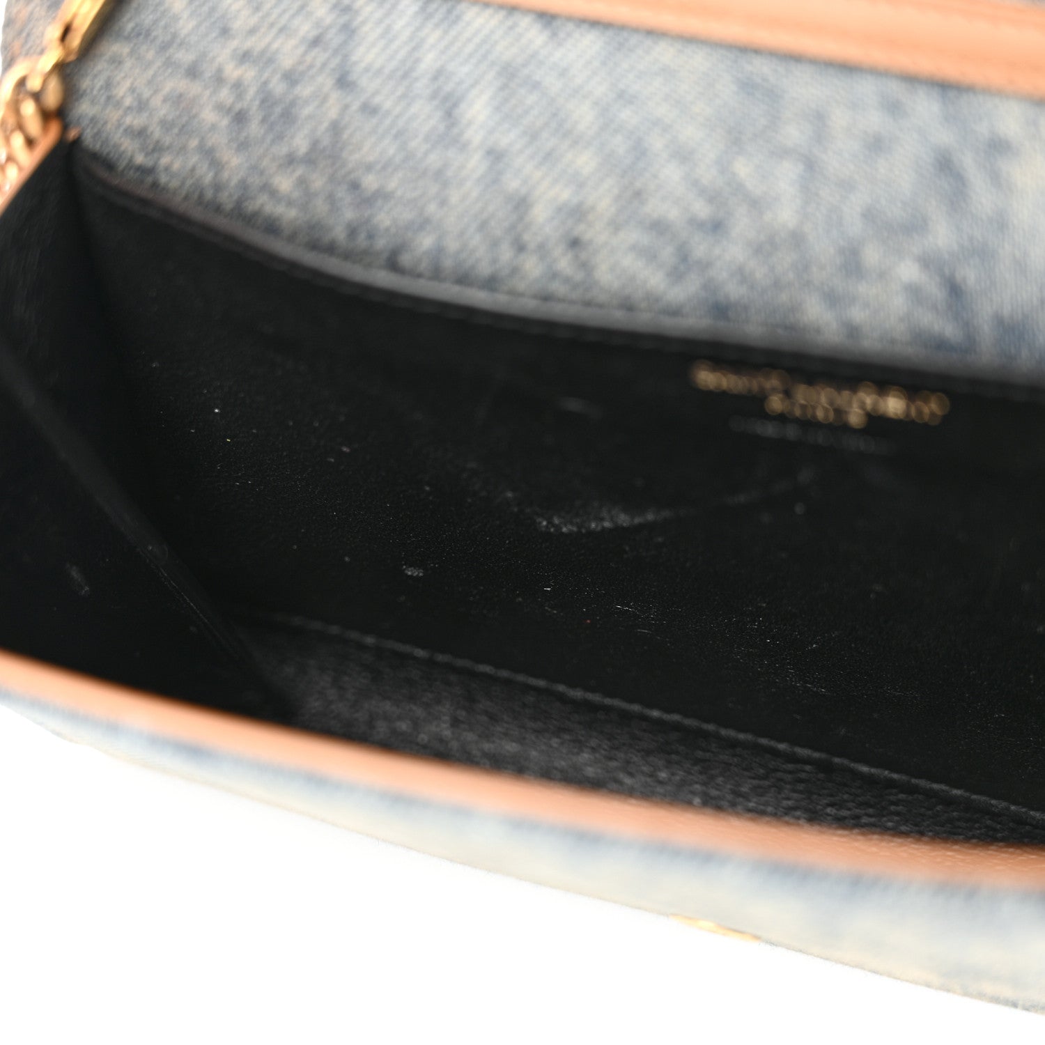 Saint Laurent Denim Monogram Chain Wallet Rodeo Blue Cinnamon 13 of 15
