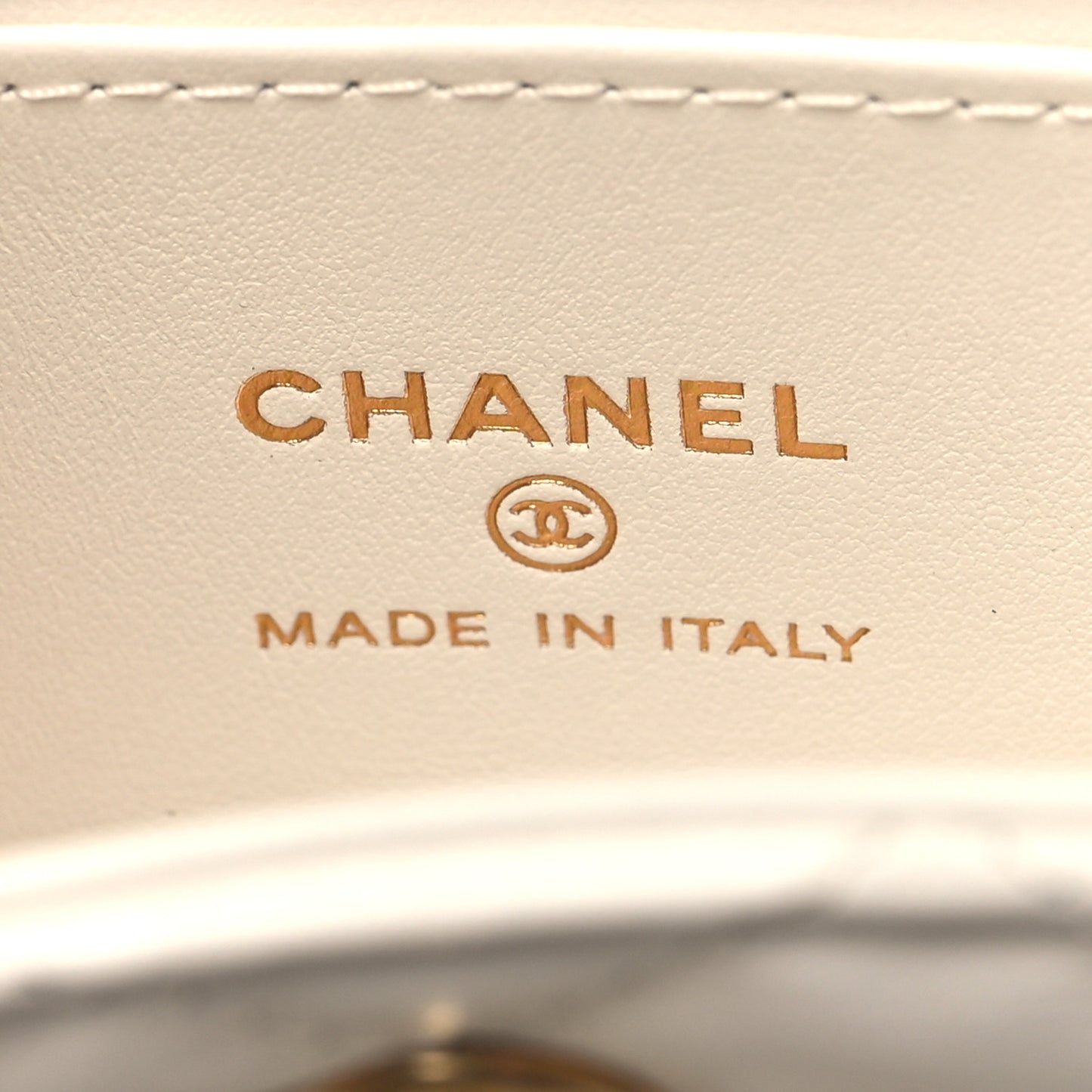 Shiny Aged Calfskin Quilted Mini Nano Kelly Shopper White