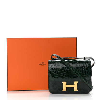 Hermes Shiny Alligator Constance 18 Vert Fonce 11 of 11