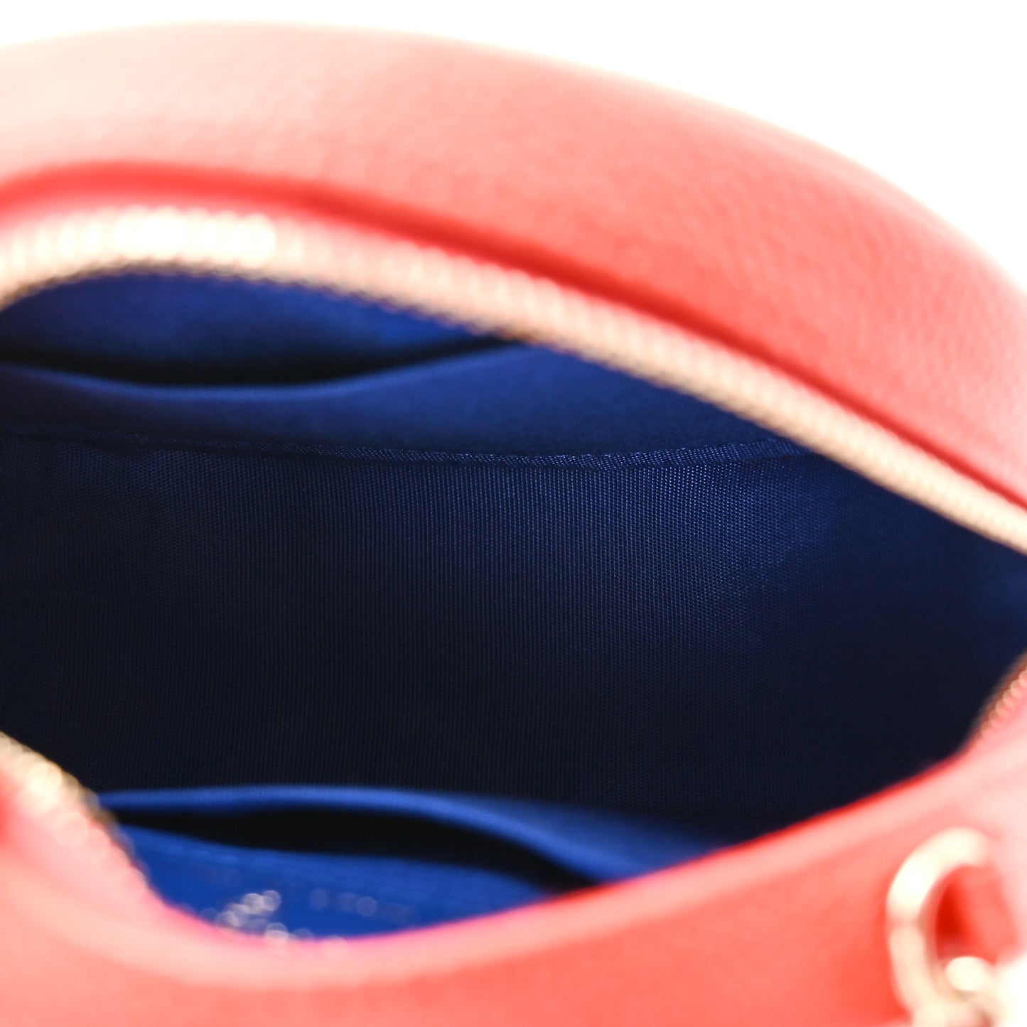 Caviar Quilted Round Filigree Crossbody Blue White Red