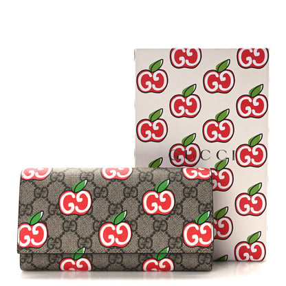 Gucci GG Supreme Monogram Apple Continental Wallet Beige Multicolor Lobster Red 7 of 7