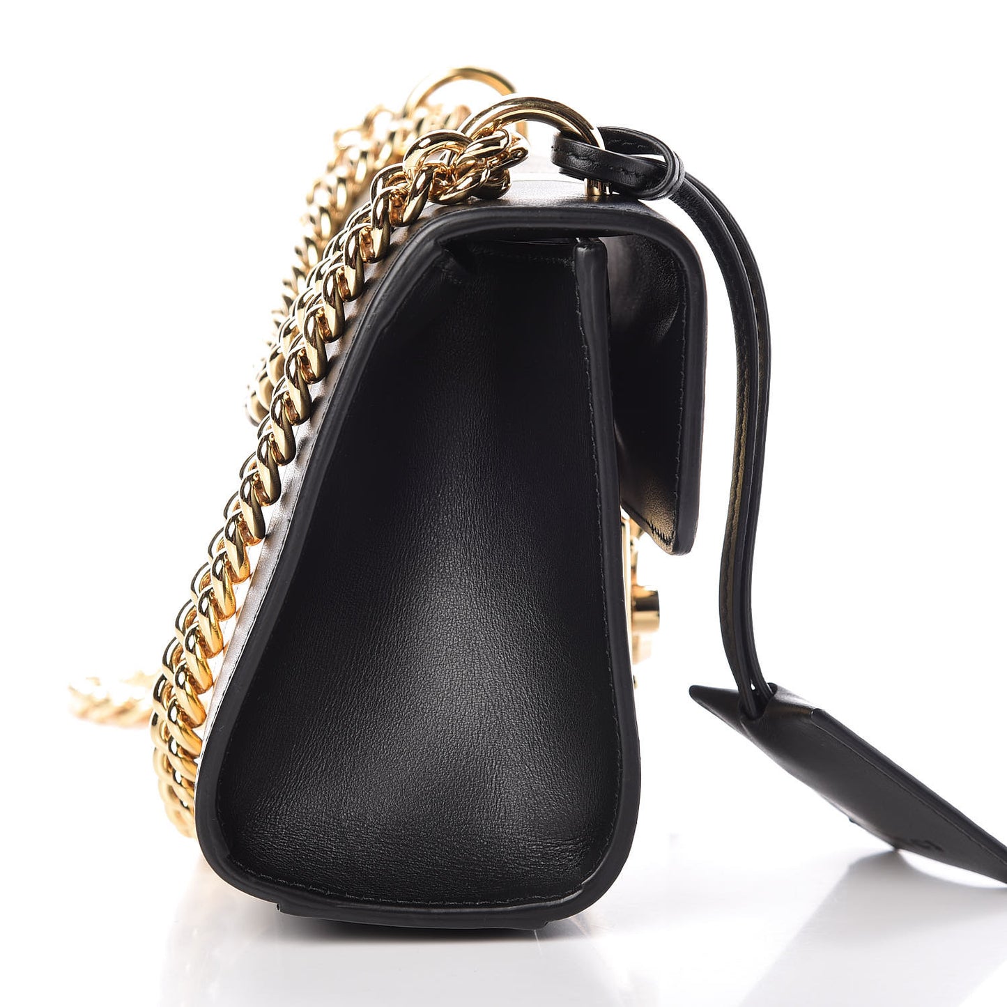 Calfskin GG Supreme Monogram Small Padlock Shoulder Bag Black Gold
