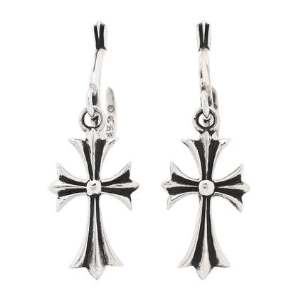 Chrome Hearts Sterling Silver Tiny CH Cross Hoop Drop Earrings 1 of 5
