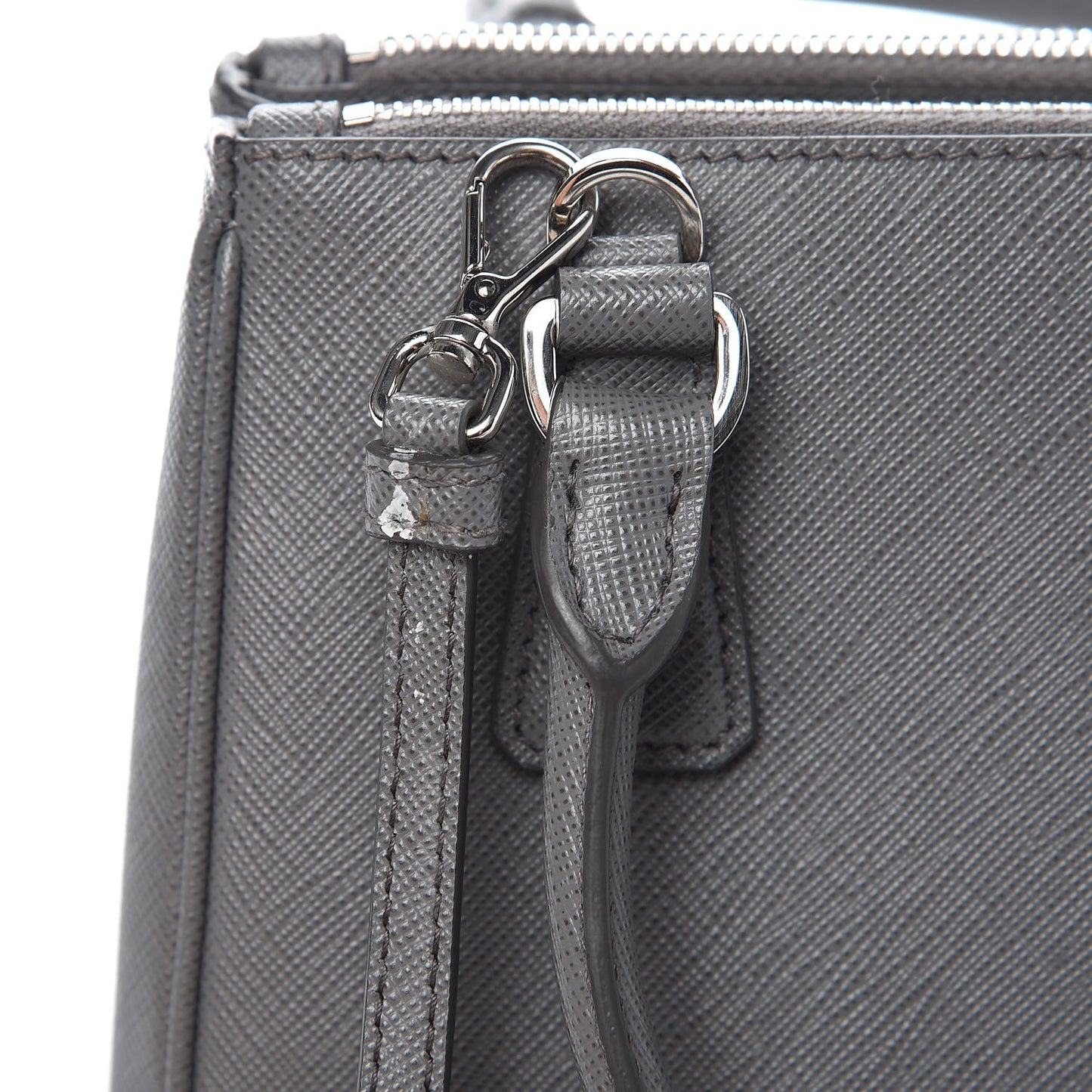 Saffiano Micro Galleria Double Zip Tote Marmo