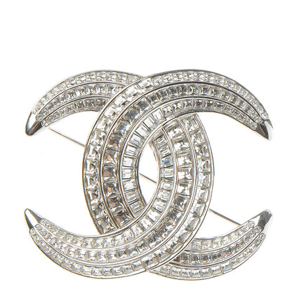Chanel Baguette Crystal CC Brooch Silver 1 of 5