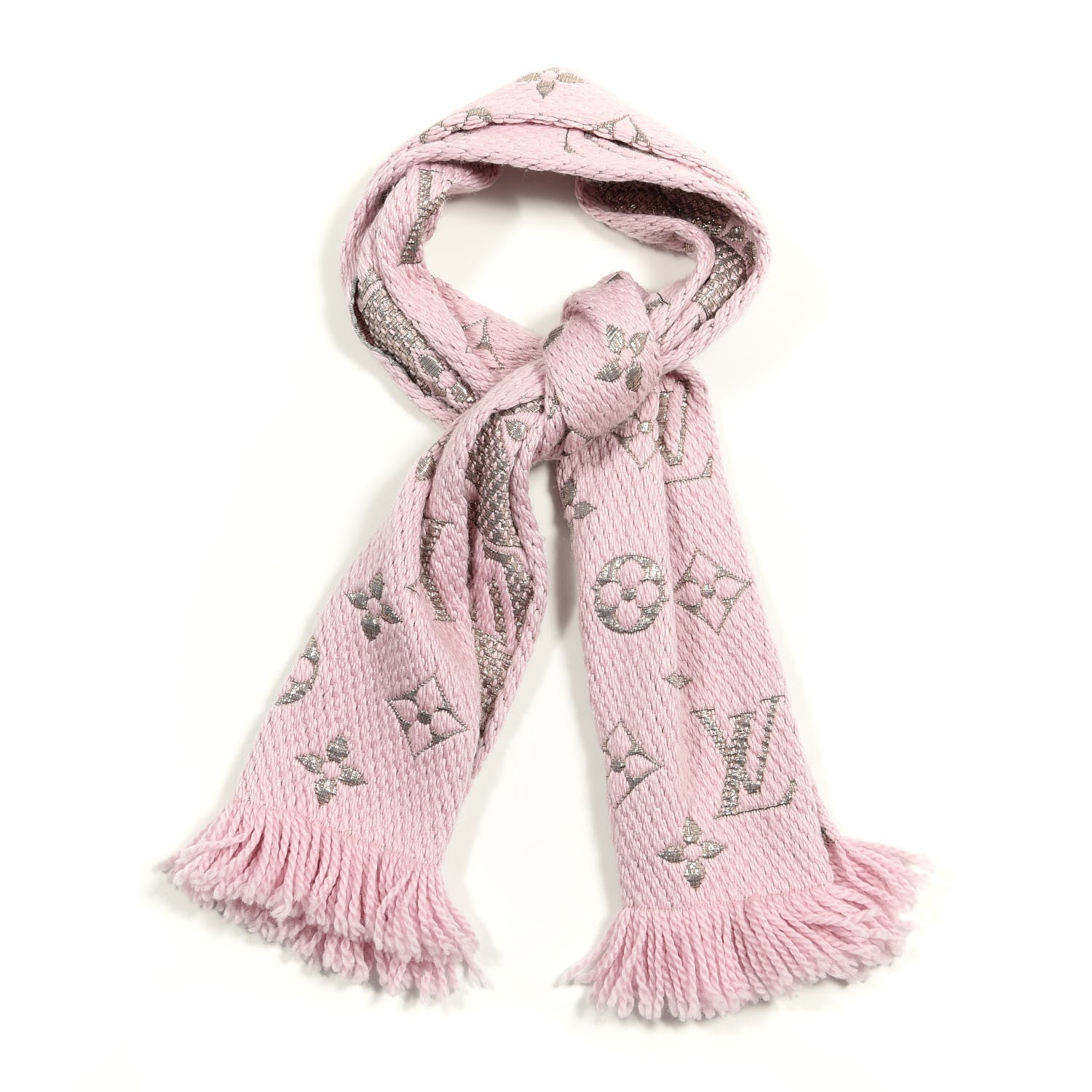 Louis Vuitton Wool Silk Logomania Shine Scarf Pink 1 of 3