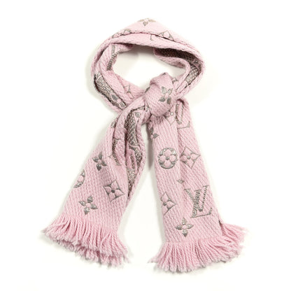 Louis Vuitton Wool Silk Logomania Shine Scarf Pink 1 of 3