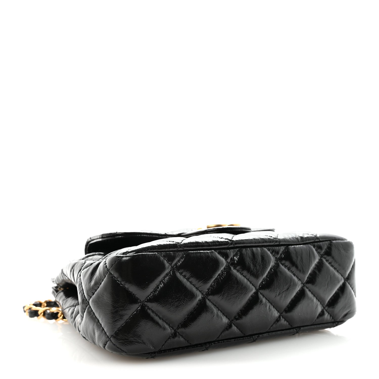 Chanel Shiny Crumpled Calfskin Quilted Small Wavy CC Hobo Black 4 of 11