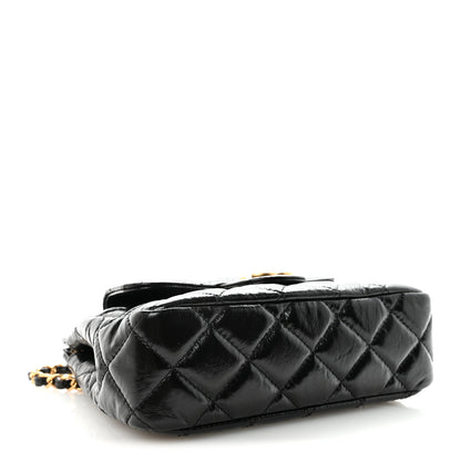 Chanel Shiny Crumpled Calfskin Quilted Small Wavy CC Hobo Black 4 of 11