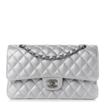 Chanel Metallic Caviar Quilted Medium Double Flap Silver 1 of 12