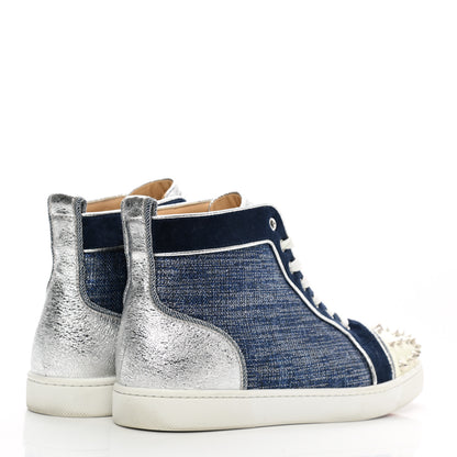 Christian Louboutin Lame Lou Spikes Flat Sneakers 39 Blue 4 of 8