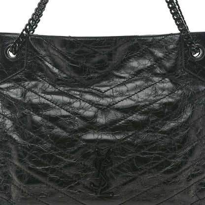Saint Laurent Crinkled Calfskin Matelasse Monogram Medium Niki Shopper Tote Black 8 of 12