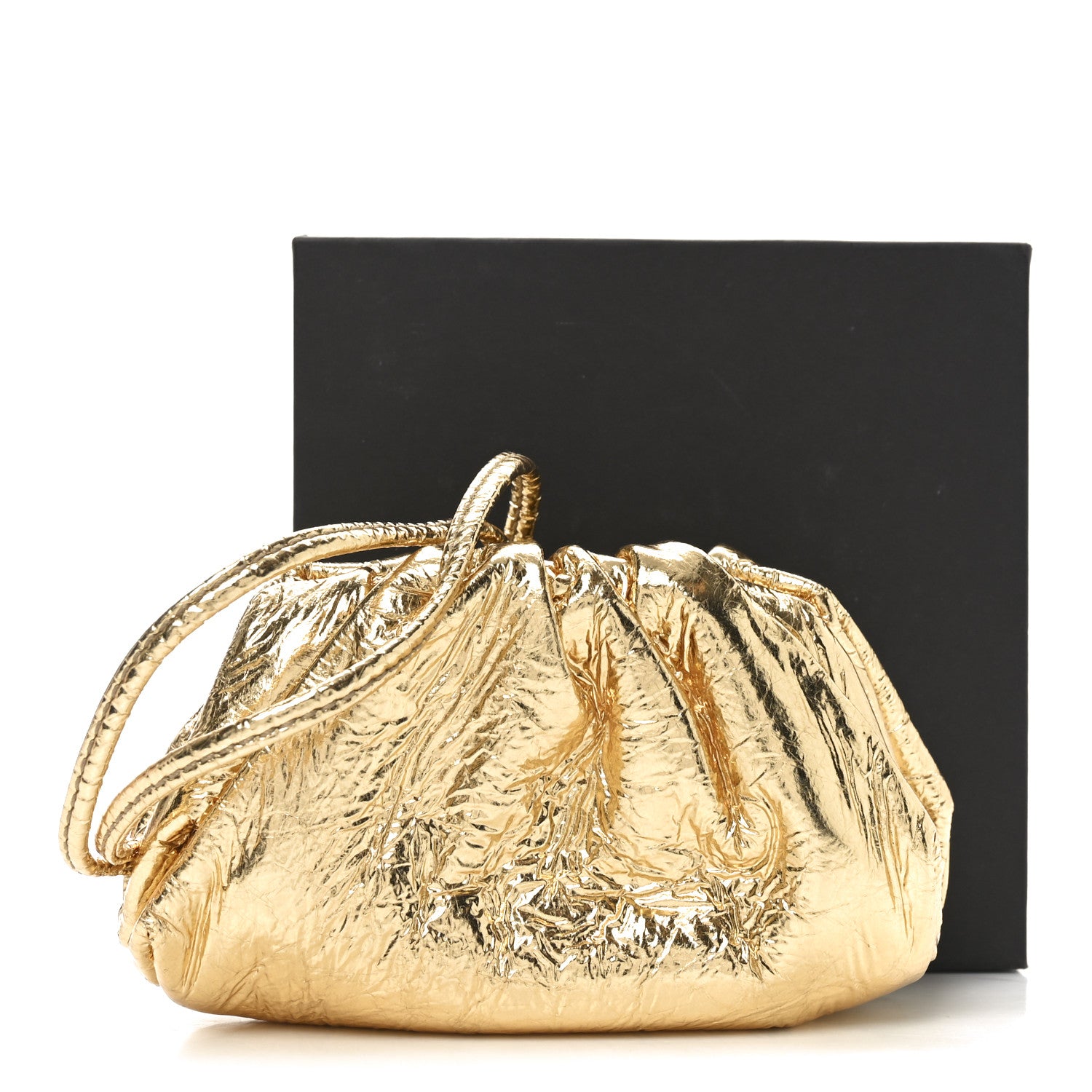 Bottega Veneta Metallic Crinkled Lambskin The Coin Purse Oro