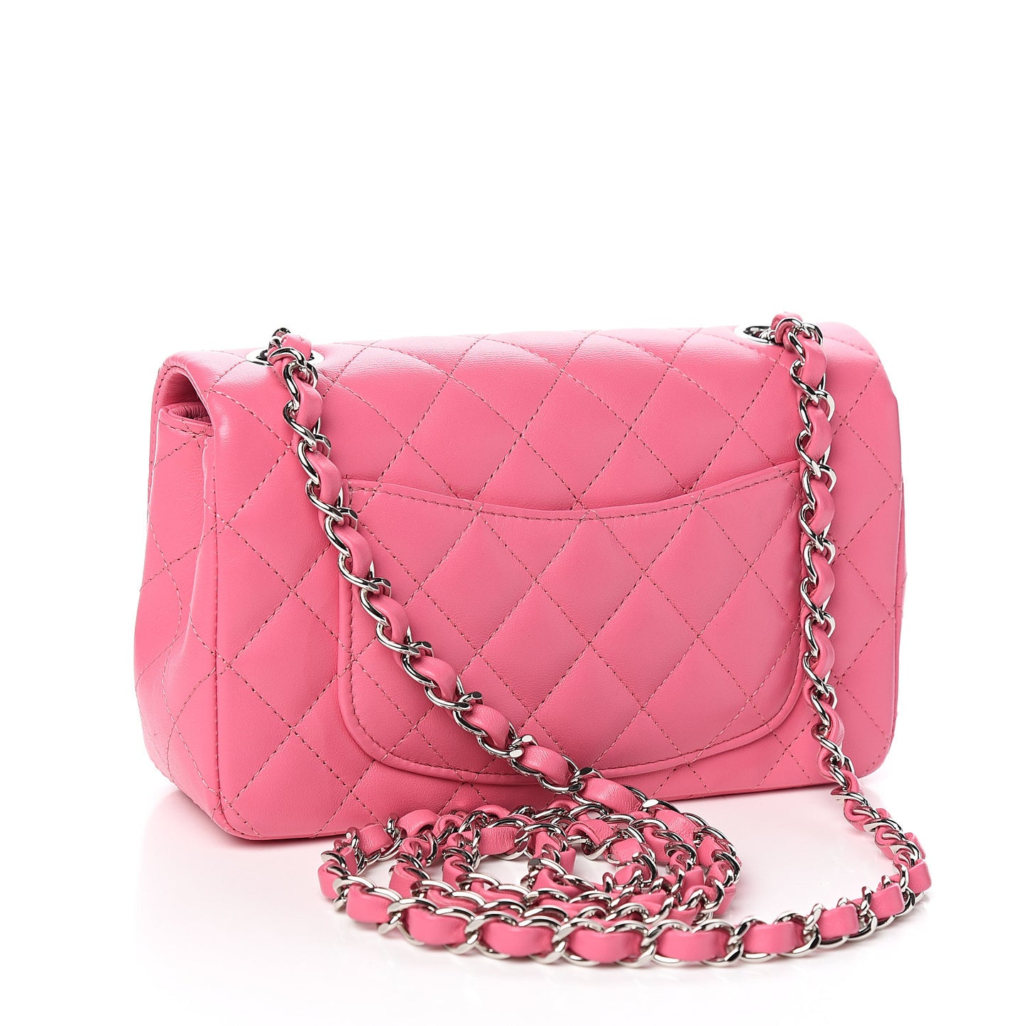 Lambskin Quilted Mini Rectangular Flap Pink