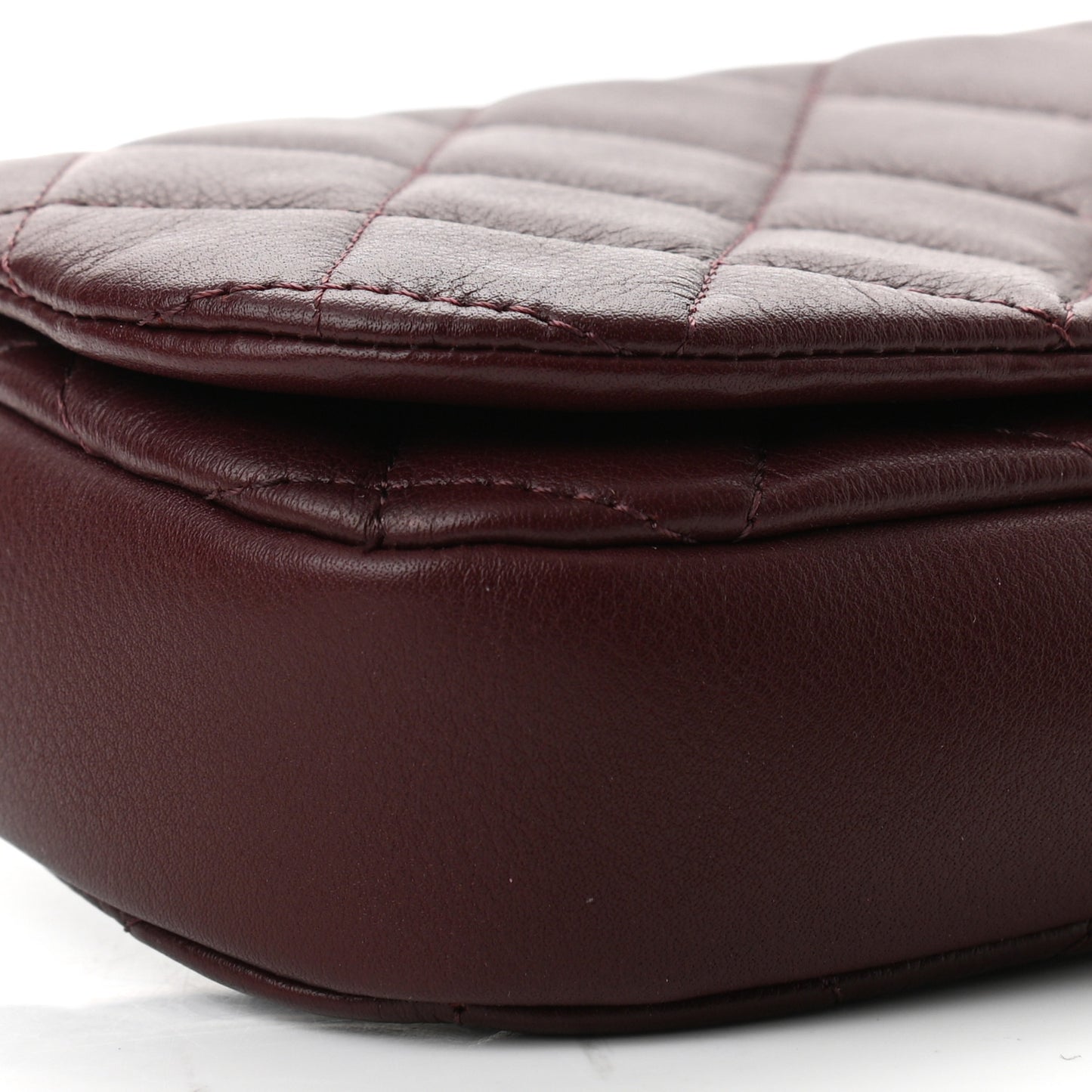 Calfskin Quilted Coco Mail Clutch With Chain Burgundy