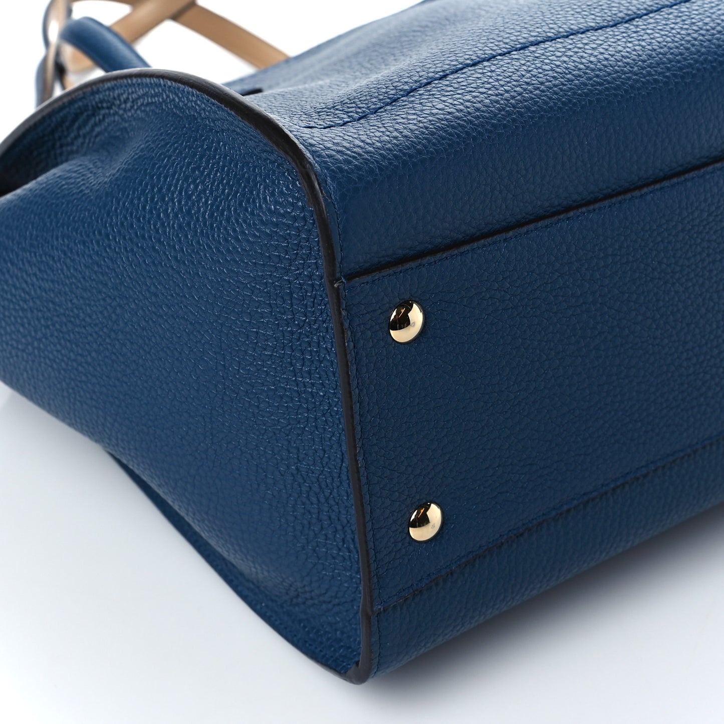 Hammered Calfskin Double Handle Medium Amy Tote Blue Beige