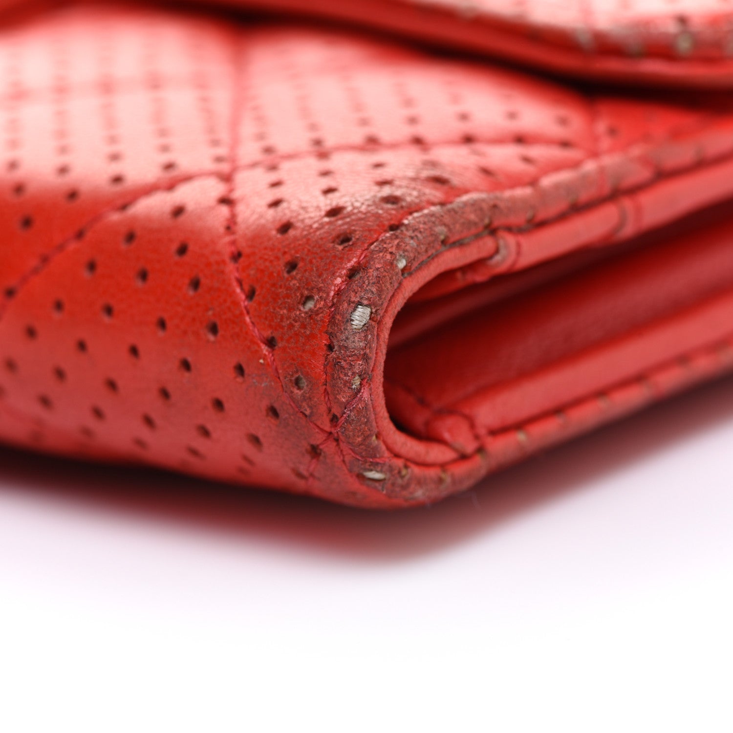 Chanel Perforated Lambskin Quilted Flap Wallet Red 10 of 16