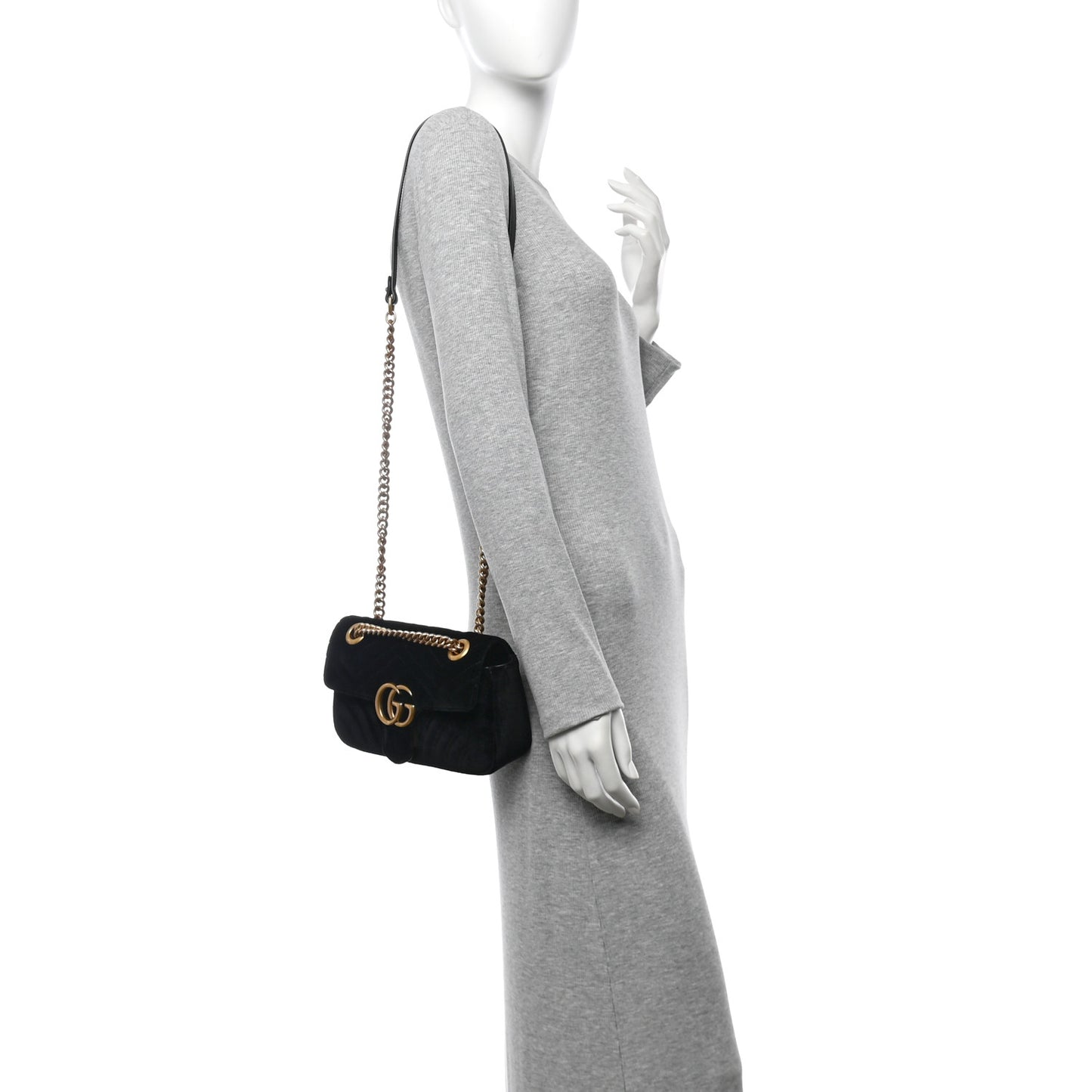 Velvet Matelasse Mini GG Marmont Shoulder Bag Black