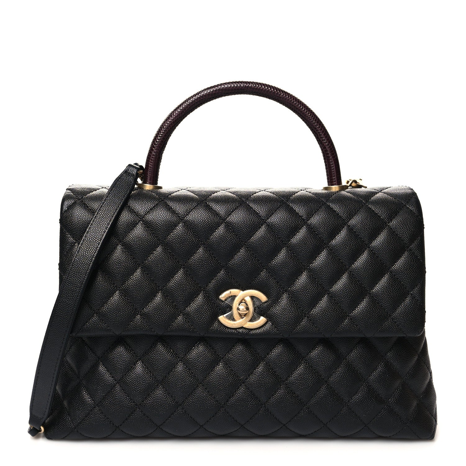 Chanel Caviar Lizard Quilted Medium Coco Handle Flap Black 1 of 10
