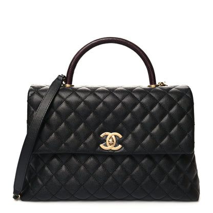 Chanel Caviar Lizard Quilted Medium Coco Handle Flap Black 1 of 10
