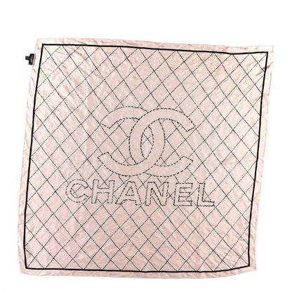 Chanel Silk CC Square Scarf Pink Black 1 of 2
