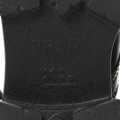 Prada Spazzolato Rois Re-Nylon Metal Triangle Logo Monolith Pouch Pocket 55mm Boots 38 Black 8 of 11