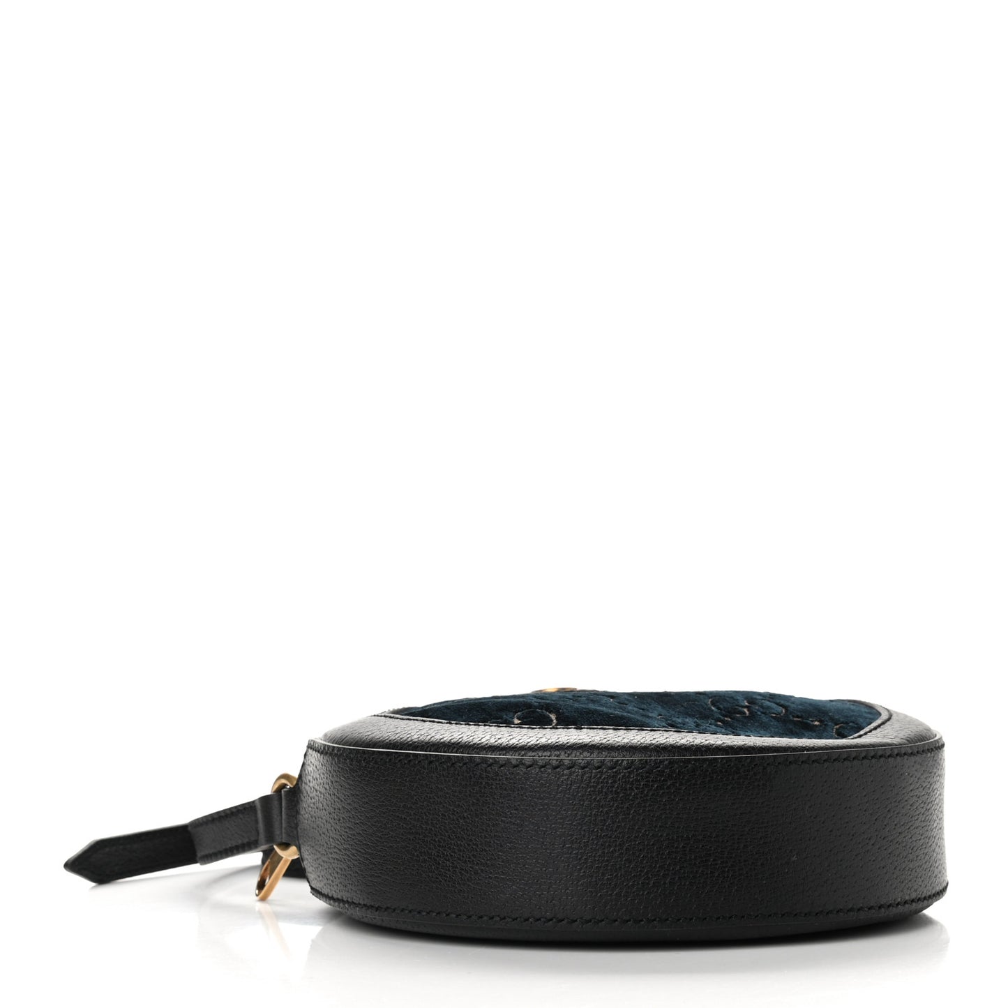 Velvet Calfskin GG Monogram Round Shoulder Bag Blue Beige