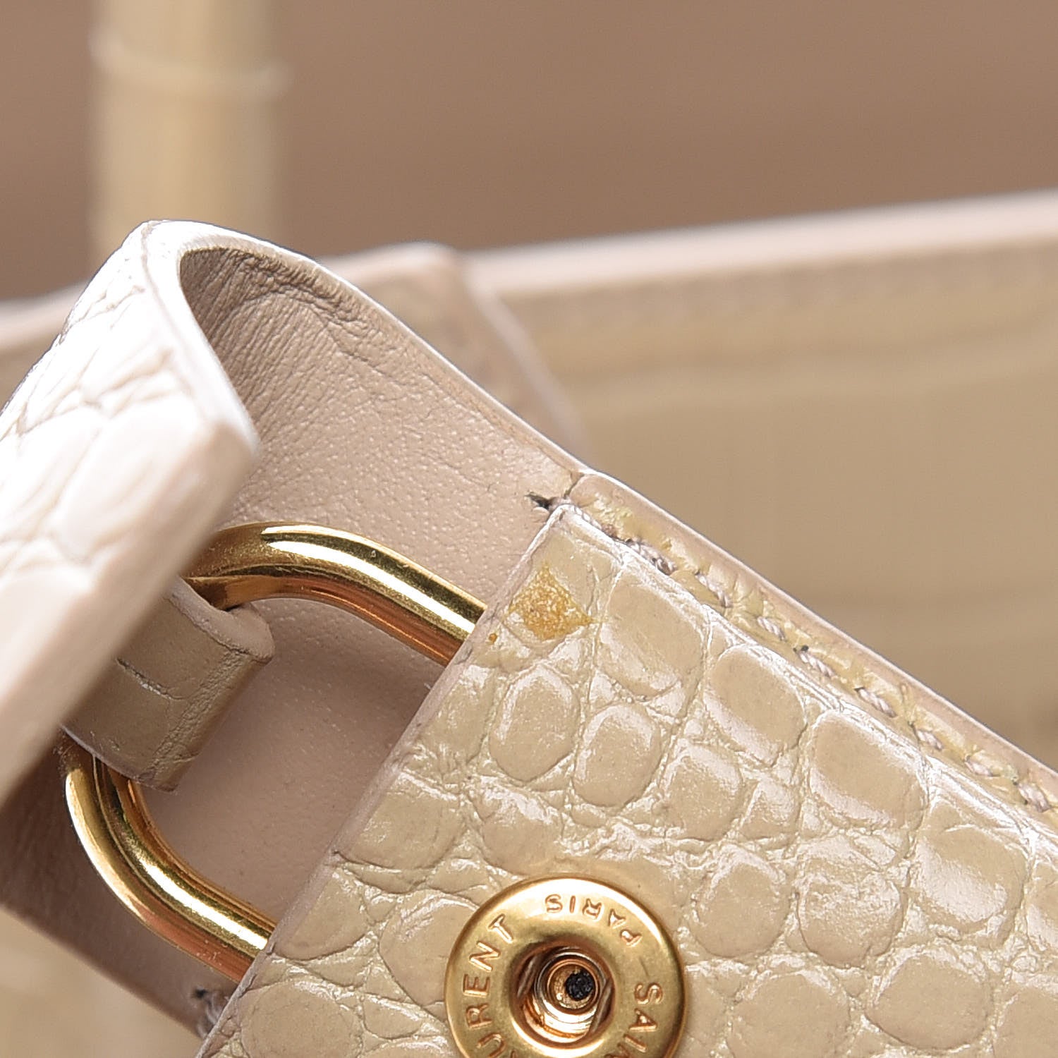 Saint Laurent Calfskin Crocodile Embossed Baby Sac De Jour Nude 10 of 10