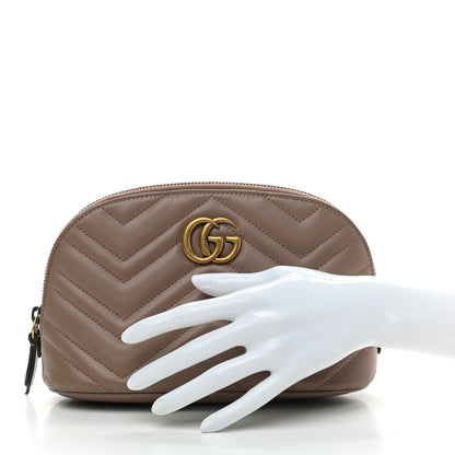 Gucci Calfskin Matelasse Large GG Marmont Pouch Cosmetic Case Porcelain Rose 2 of 7