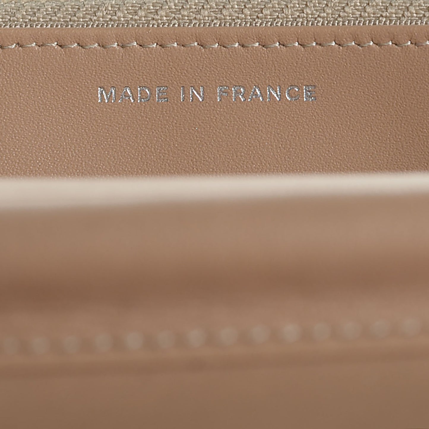Patent Quilted Wallet On Chain WOC Beige