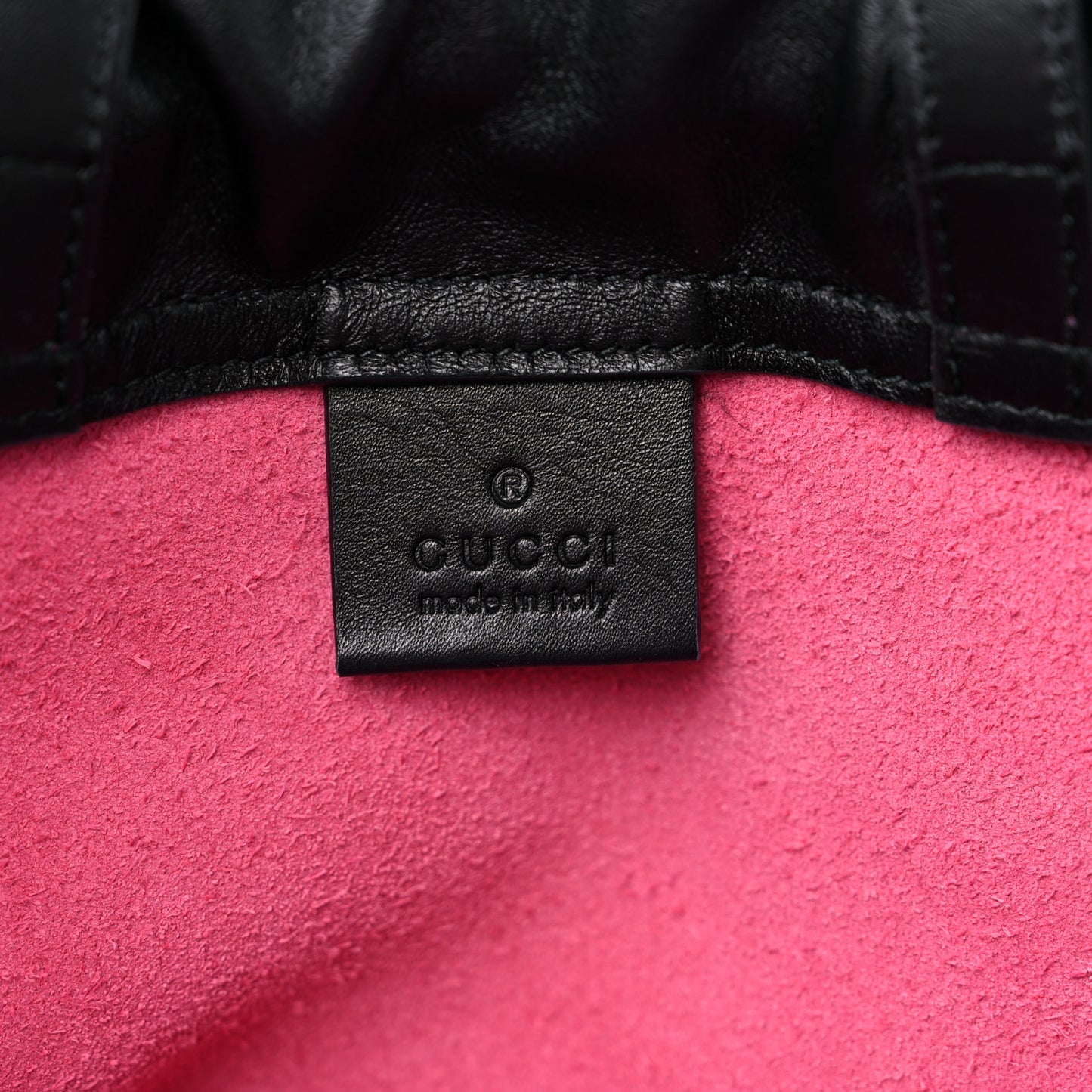 Grained Calfskin Logo Drawstring Backpack Box Pink Green Black