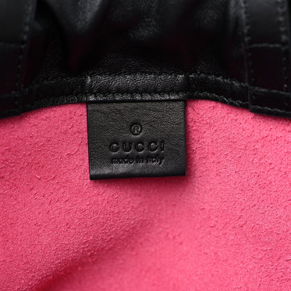 Gucci Grained Calfskin Logo Drawstring Backpack Box Pink Green Black 7 of 12