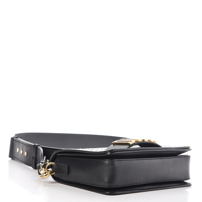 Christian Dior Calfskin Studded Floral Dio(r)evolution Flap Bag Black 4 of 7