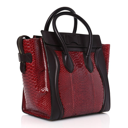 Celine Snakeskin Mini Luggage Red 3 of 17