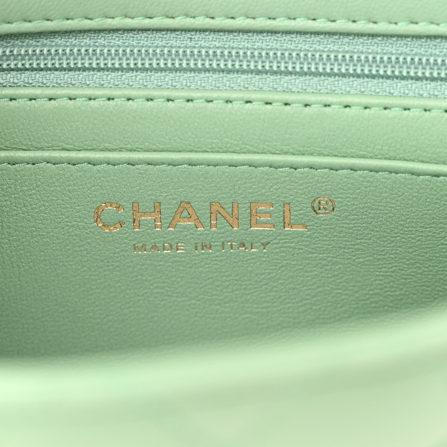 Lambskin Quilted Mini Top Handle Rectangular Flap Light Green