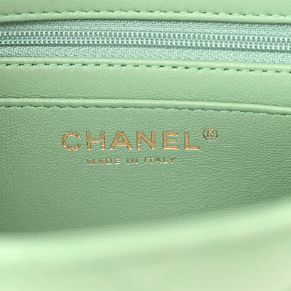 Chanel Lambskin Quilted Mini Top Handle Rectangular Flap Light Green 6 of 12