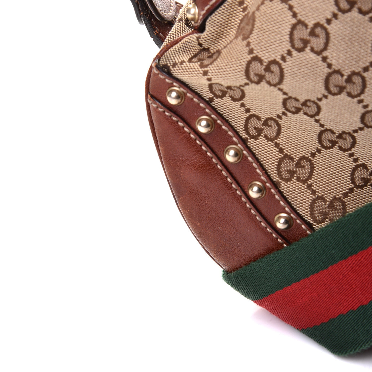 Gucci Monogram Web Studded Pelham Shoulder Bag Brown 8 of 10