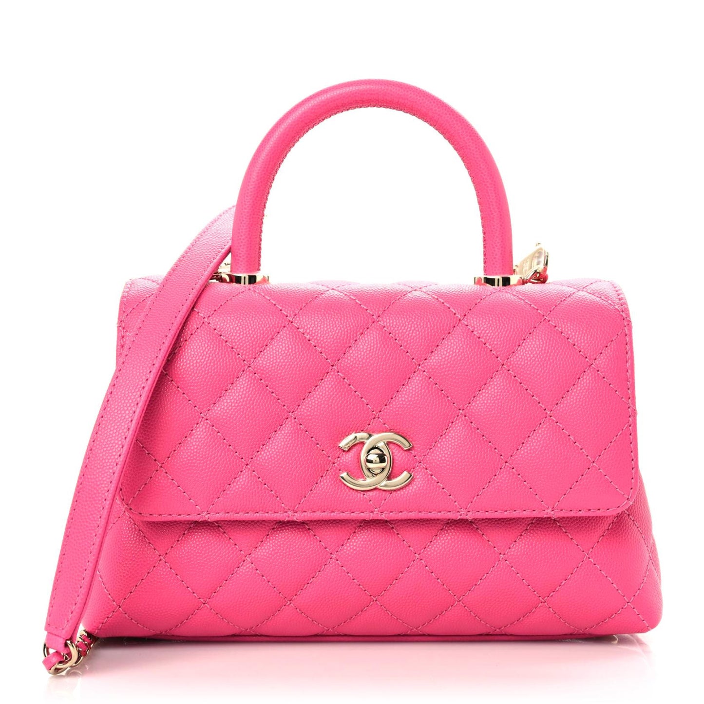 Caviar Quilted Mini Coco Handle Flap Rose