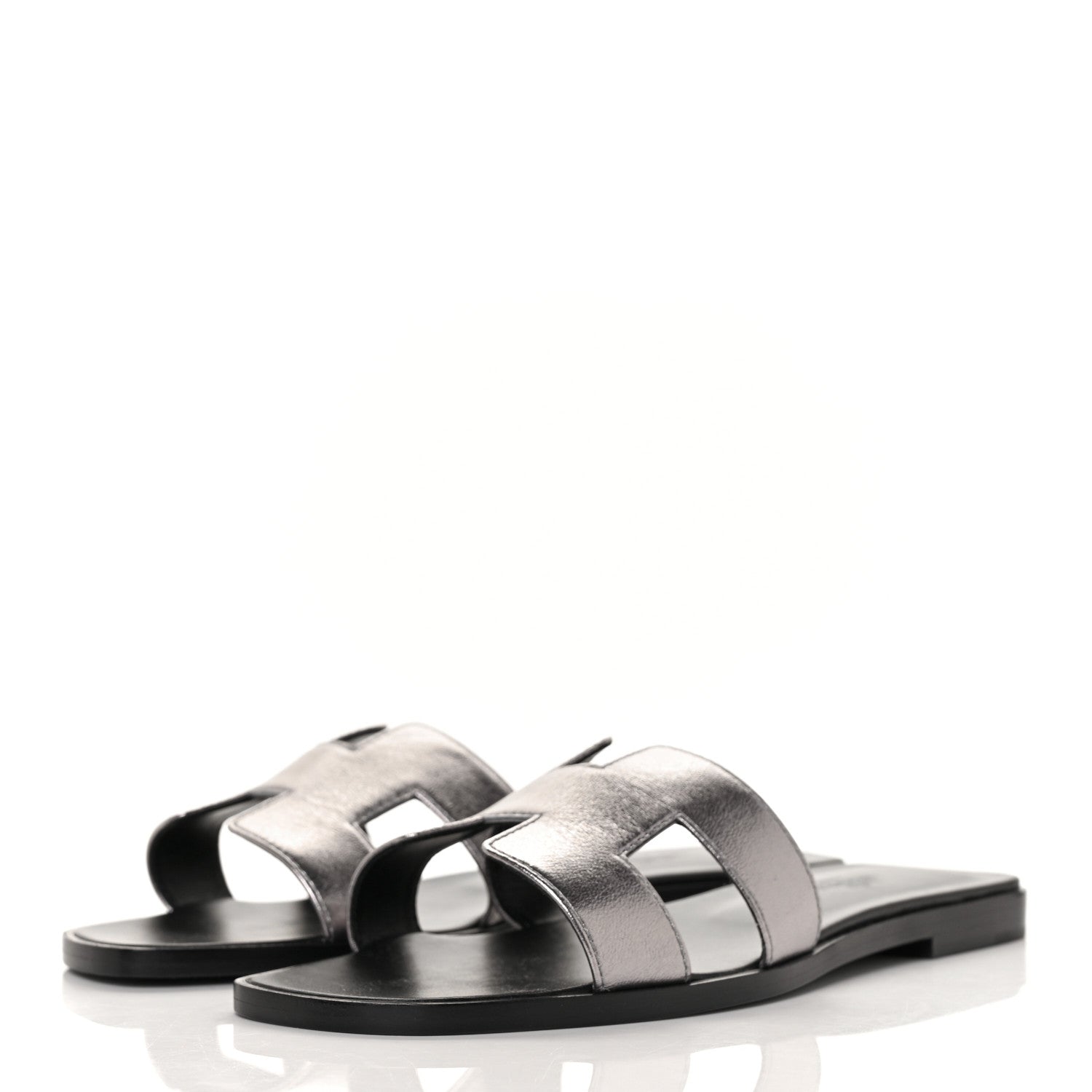 Hermes Metallic Nappa Oran Sandals 37 Argent 3 of 9