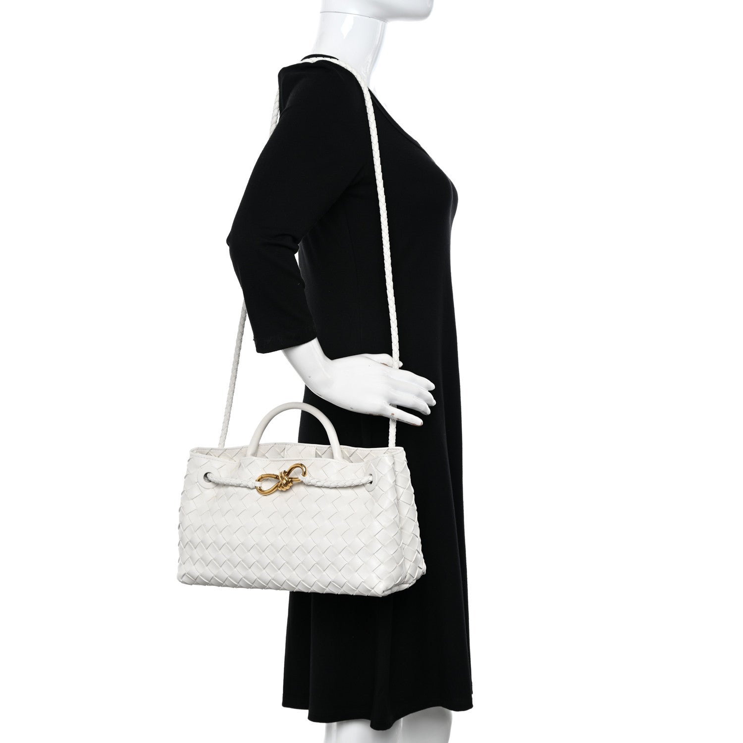 Bottega Veneta Nappa Intrecciato Small East West Andiamo Shoulder Bag White 2 of 13