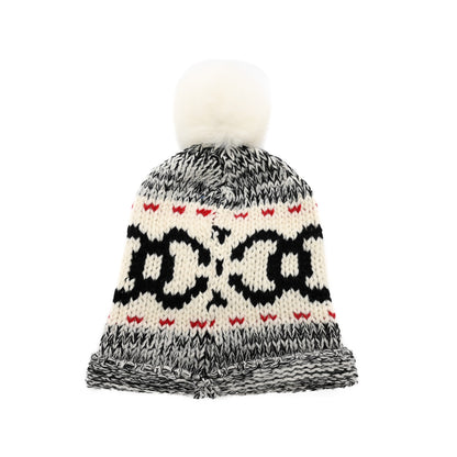 Chanel Wool Shearling CC Beanie Hat Grey Black Red 3 of 7
