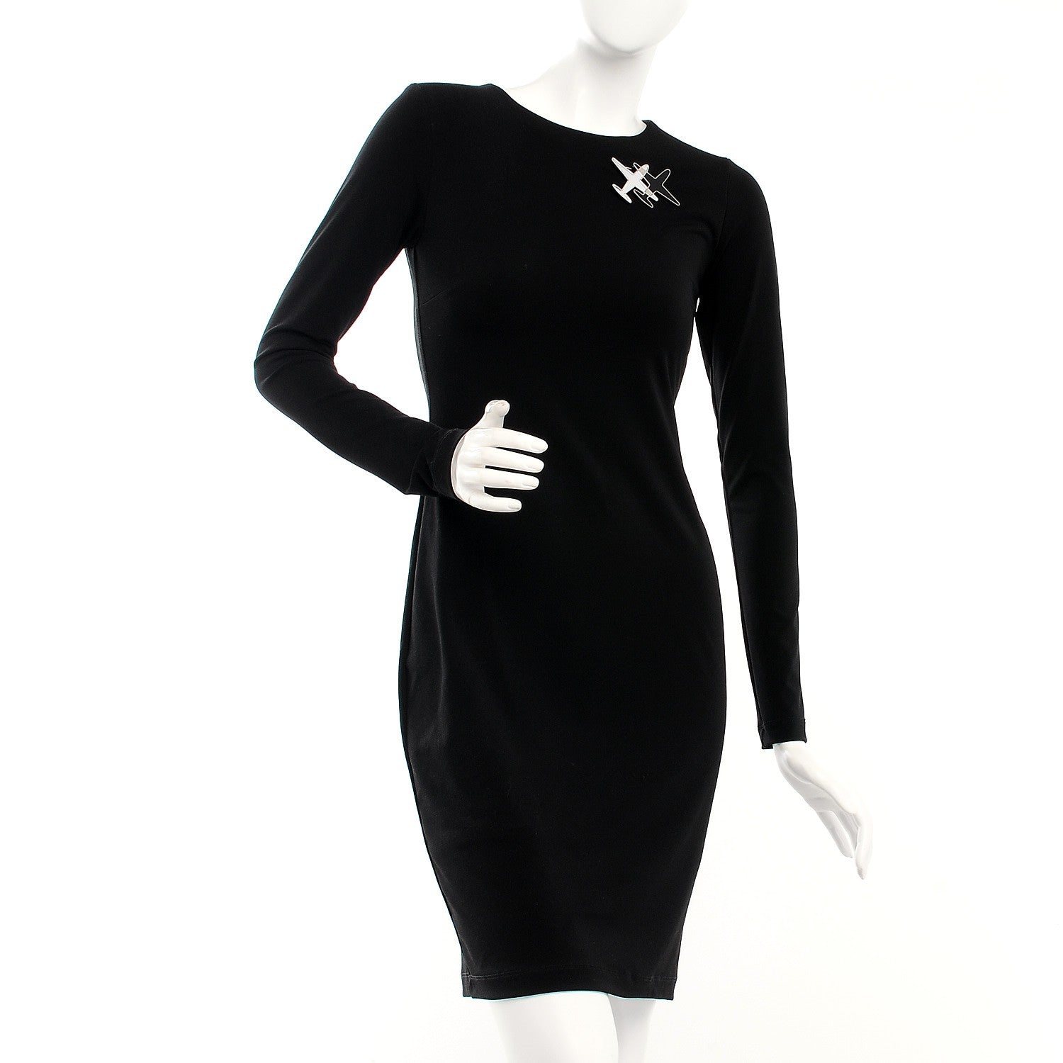 Chanel Metal Resin Mirror CC Airplane Brooch Black Silver 2 of 5