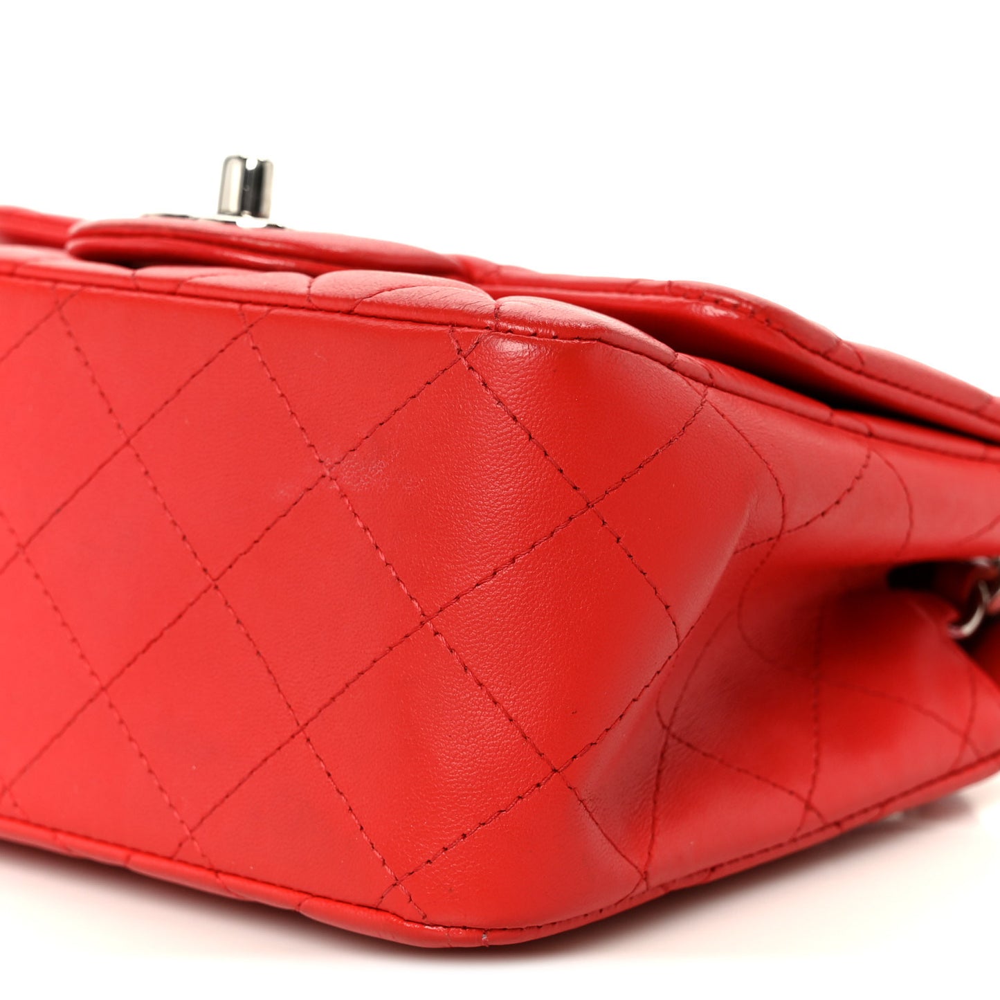 Lambskin Quilted Mini Square Flap Red